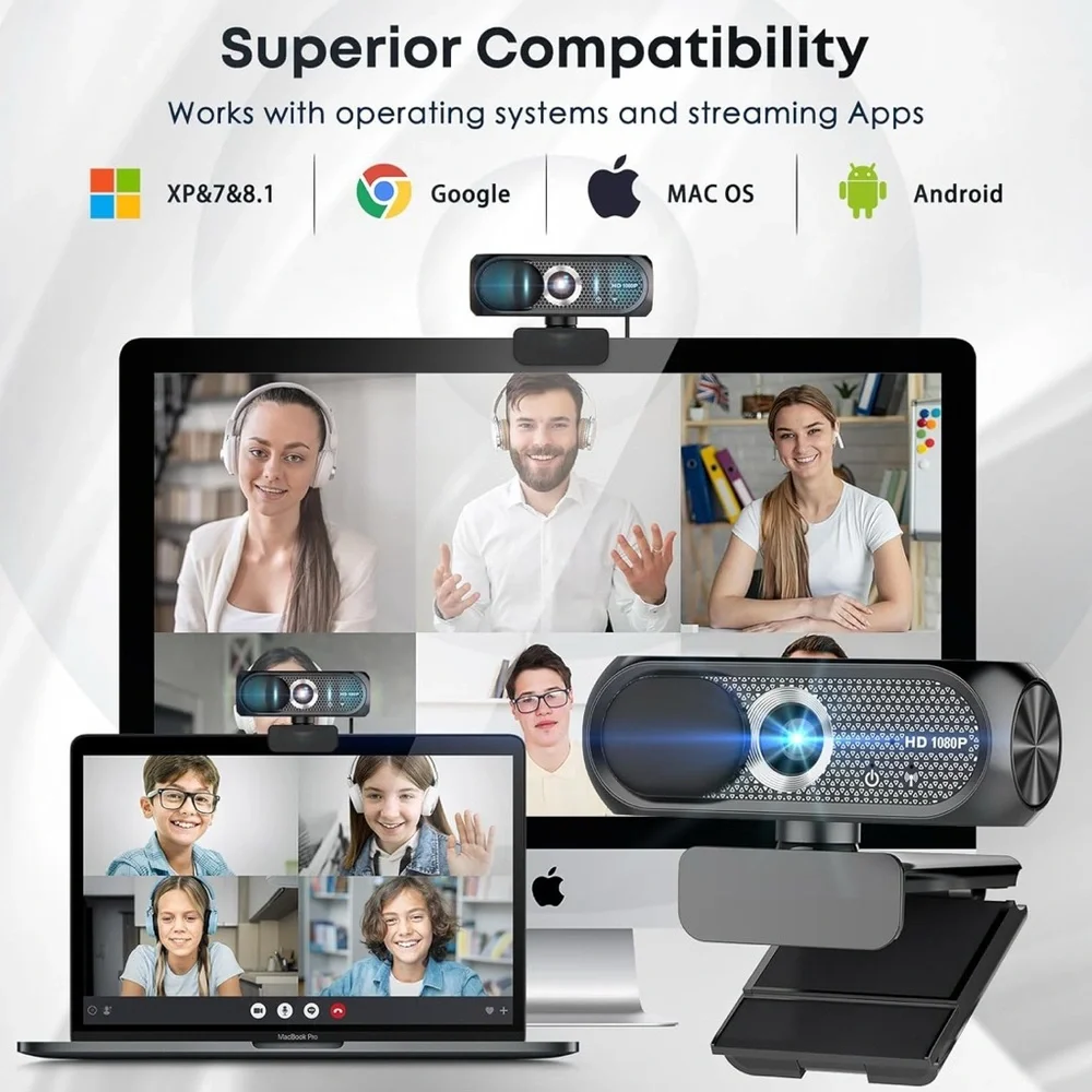 HD 1080P Black Webcam